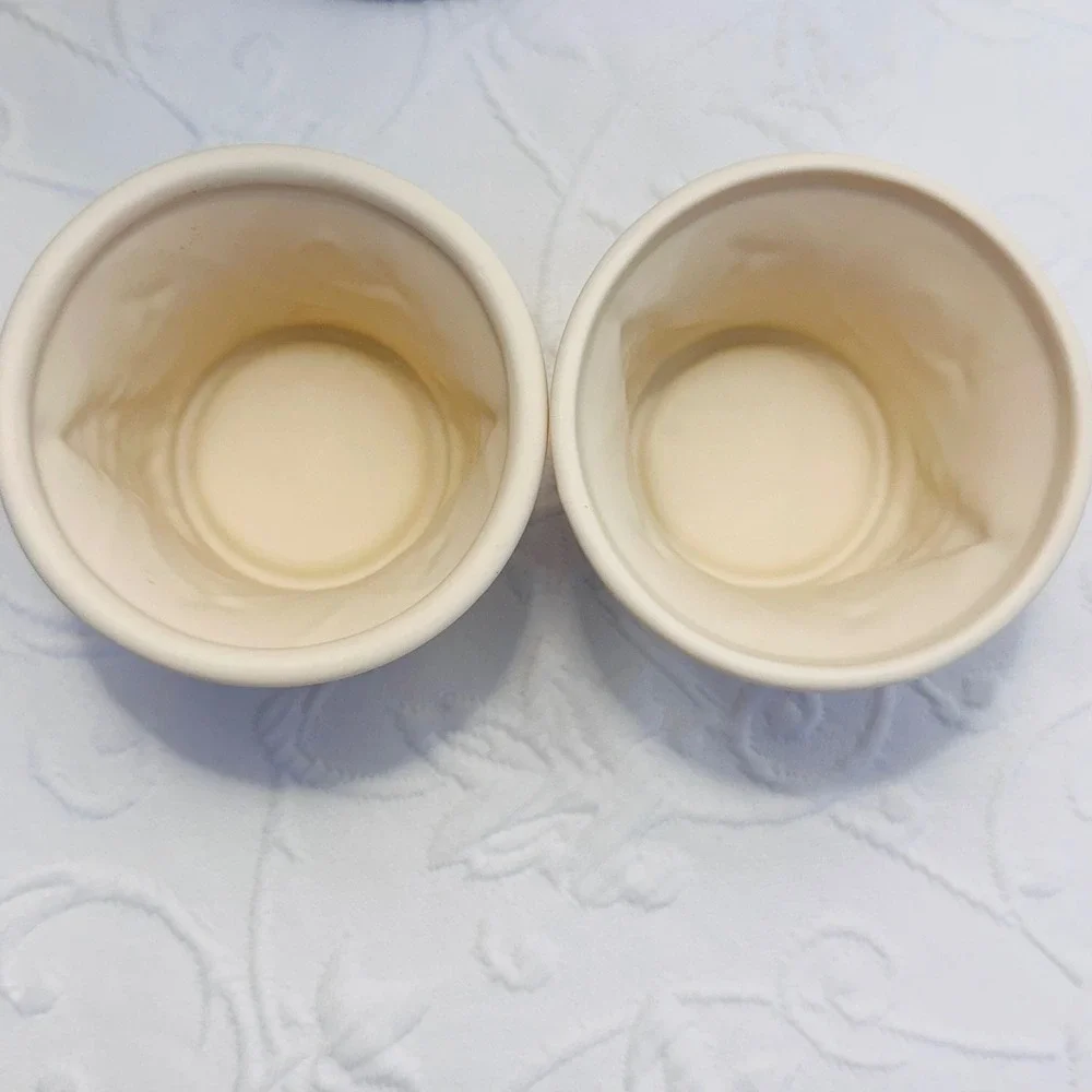 2 Vintage Y2K Yankee Candle Cream Bisque Porcelain Christmas Tea Light Holders